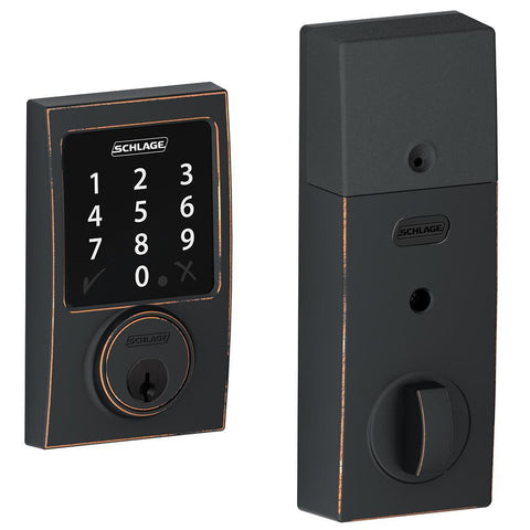 Schlage BE468CEN716 Aged Bronze  Deadbolt with Z-Wave Technology
